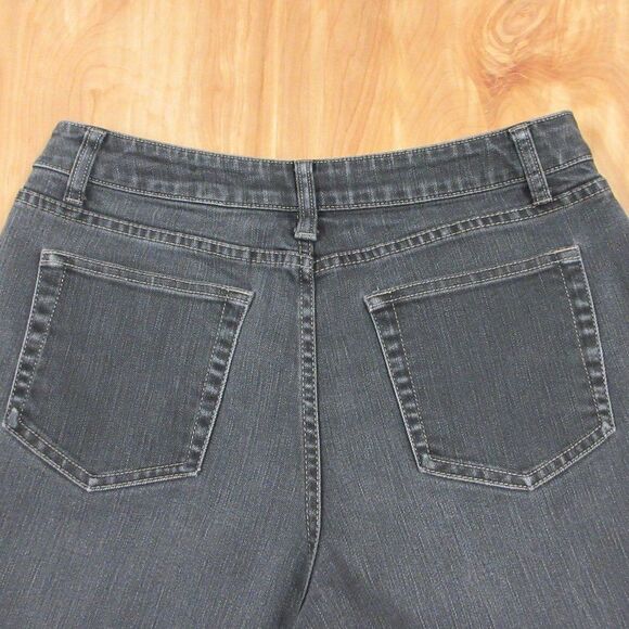 COLDWATER CREEK Classic Waist ShapeMe Straight Leg Jeans Sz 8 PETITE Black Denim - Picture 2 of 16